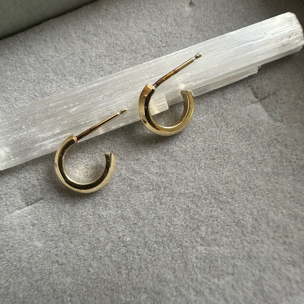 Catbird 14k Solid Gold Flying Saucer Huggie post earrings